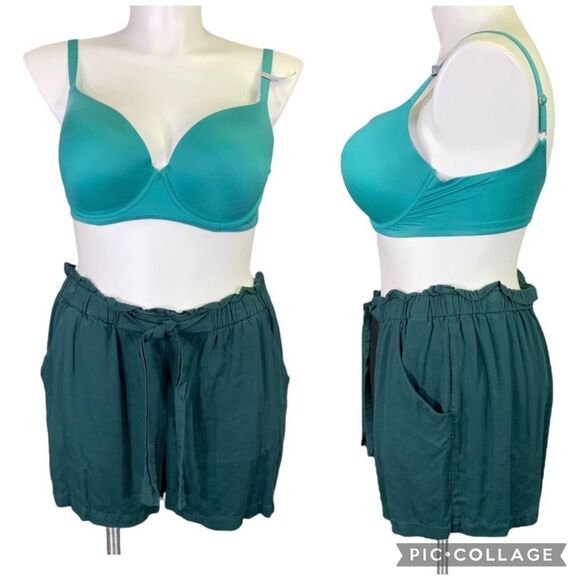 Maurices Womens Shorts Paperbag Waist Relaxed Fit Lightweight Forest Green XL - Picture 1 of 11